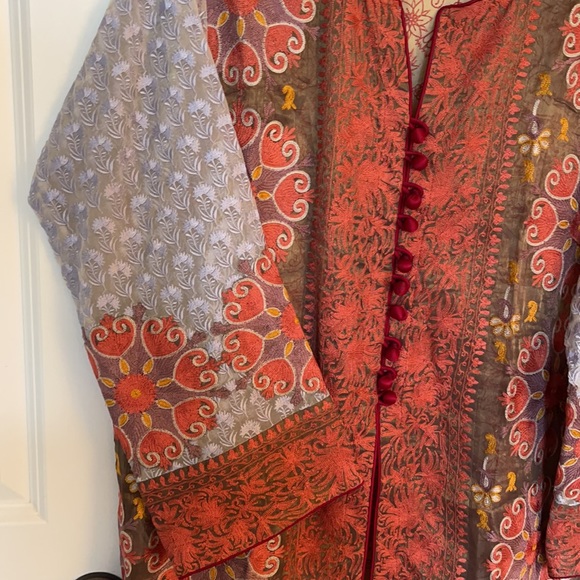 Sana Safinaz Pakistani Indian front open shirt with embroidery. kurta / kameez. - Picture 5 of 14